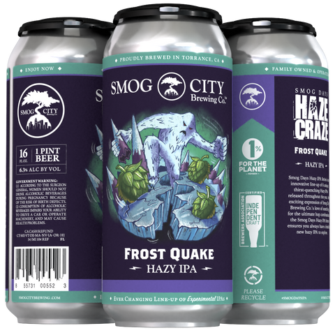 Smog Days Haze Craze: Frost Quake Hazy IPA 16oz 4-pack (CA Beer Shipping)