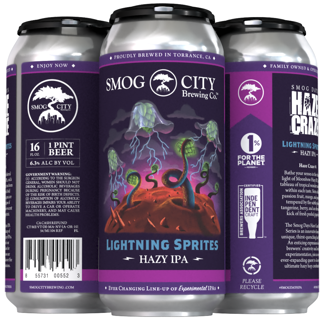 Smog Days Haze Craze: Lightning Sprites Hazy IPA 16oz 4-pack (CA Beer Shipping)